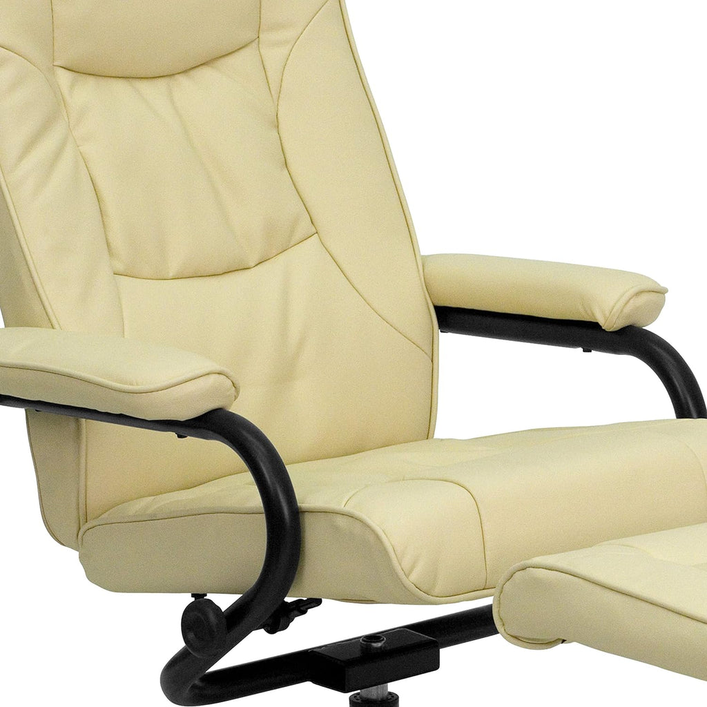 Cream Leathersoft Recliner/Ottoman F898