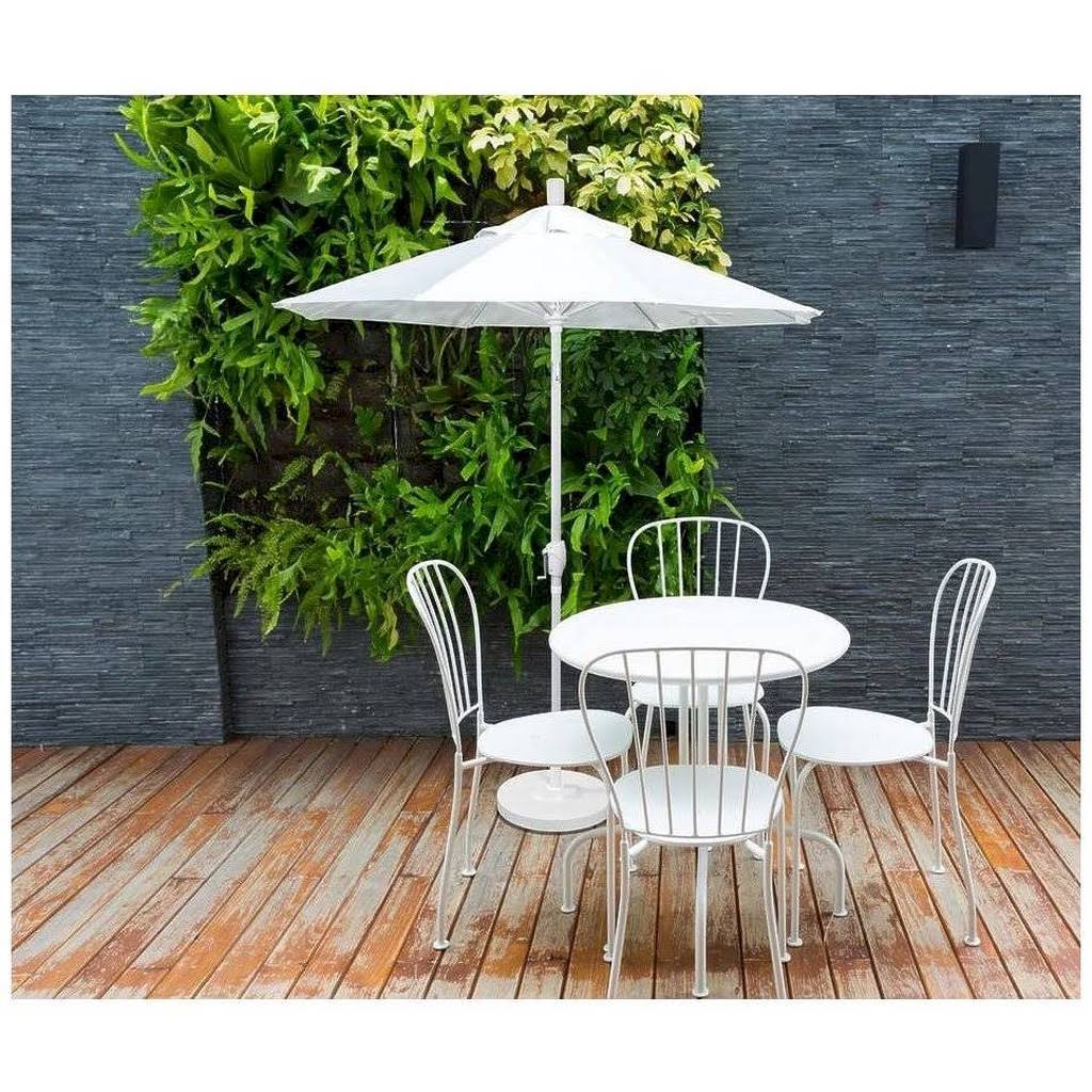 9 ft. Stone Black Aluminum Push Button Tilt Crank Lift Market Patio Umbrella E68423