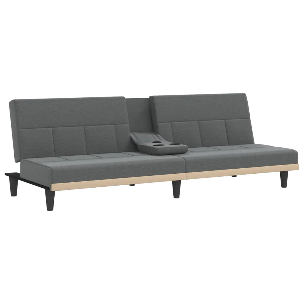Dark Gray Fabric Sofa Bed with Cup Holders R335351