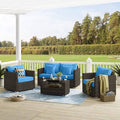 Blue PE Wicker Rattan Sectional Sofa Set D5483