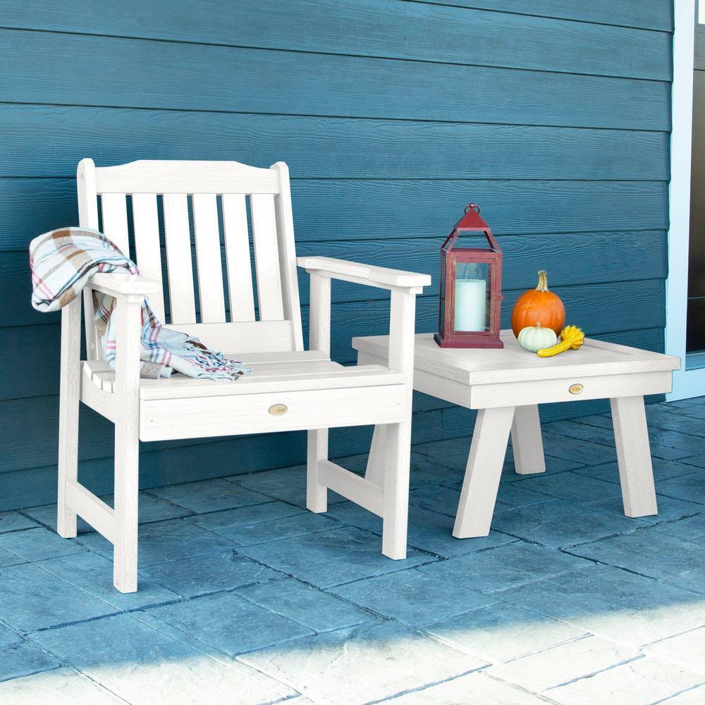 White Highwood Lehigh Garden Chairs with Square Side Table U3473