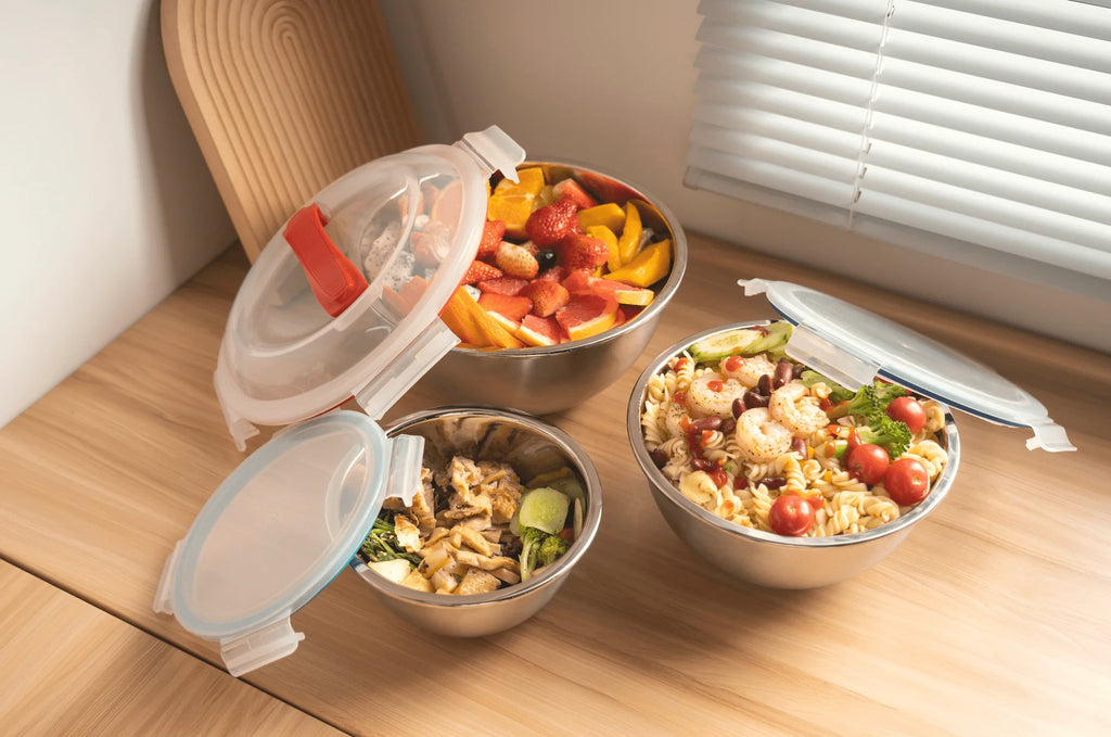 3-Piece Stainless Steel Mixing Bowl Set with Lids W849624