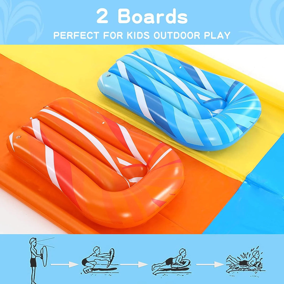 20ft Inflatable Water Slide with 2 Bodyboards Lanes C6439