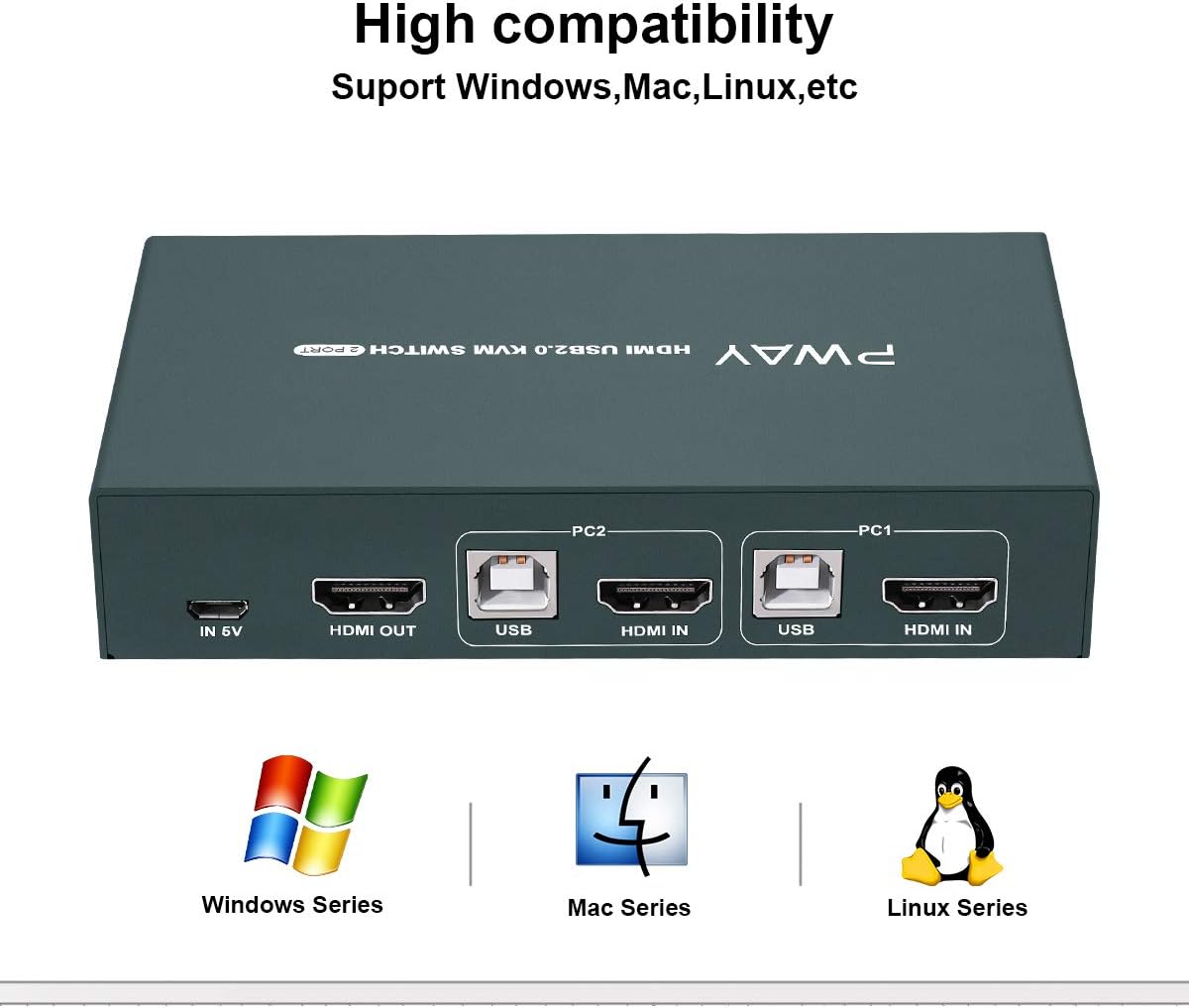 KVM Switch HDMI 2 Port, Ultra HD 4K@30Hz, USB2.0 Hub, with 2 HDMI and 2 USB Cables K27645