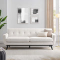 Ivory Herringbone Fabric Sofa T189