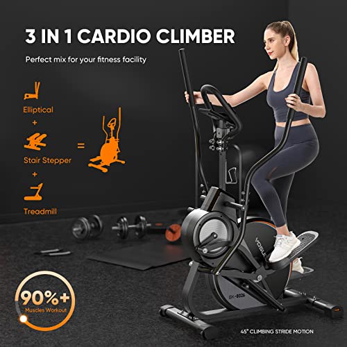 3-in-1 Elliptical Machine Stair Stepper Trainer with 16 Resistance J208652