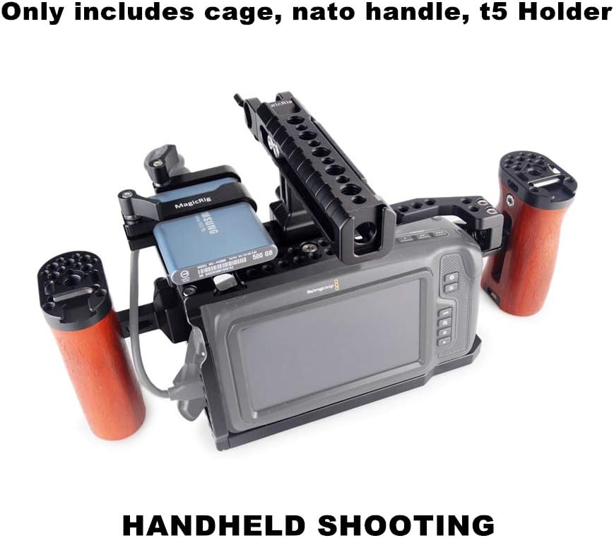 BMPCC 4K /6K Cage with NATO Handle + T5 SSD Card Mount Clamp Q3448