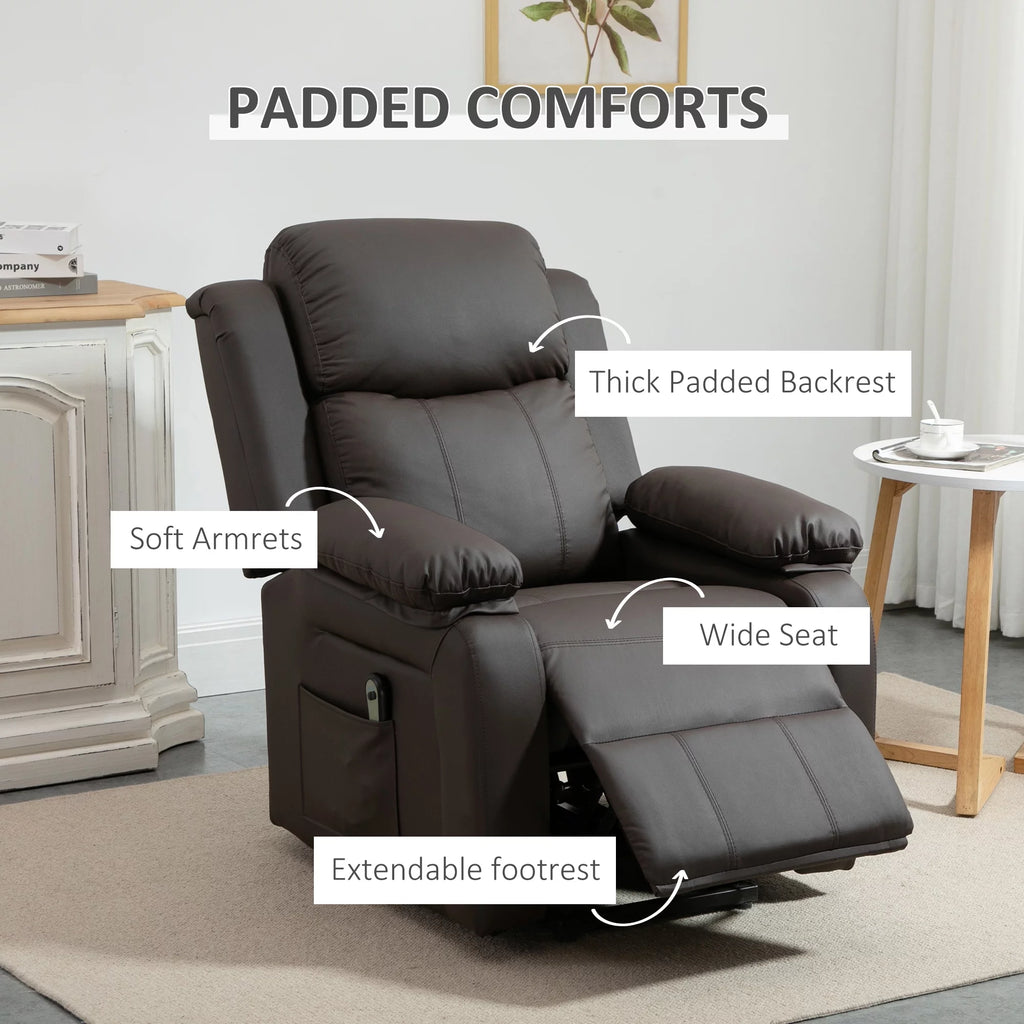 Brown PU Leather Power Lift Recliner Chair G9668