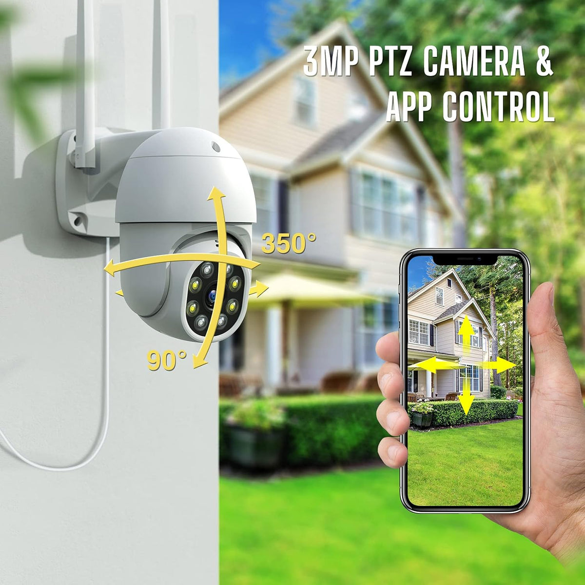 Wireless Security Camera Outdoor with 1TB Hard Drive, 3MP Night Vision, Two-Way Audio, IP66 Waterproof D411