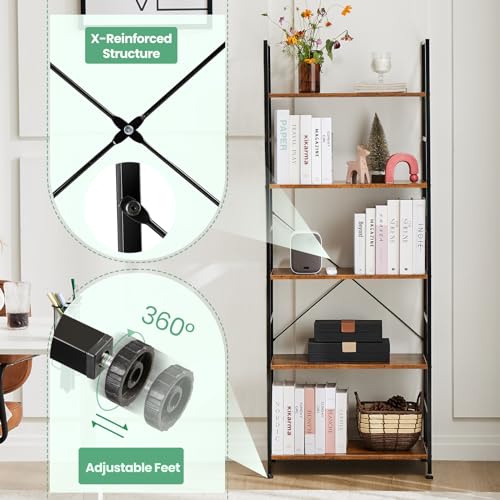 5 Tier Black Ladder Bookshelf E80885