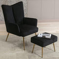 Black Velvet Upholstered Accent Chair with Ottoman L1099