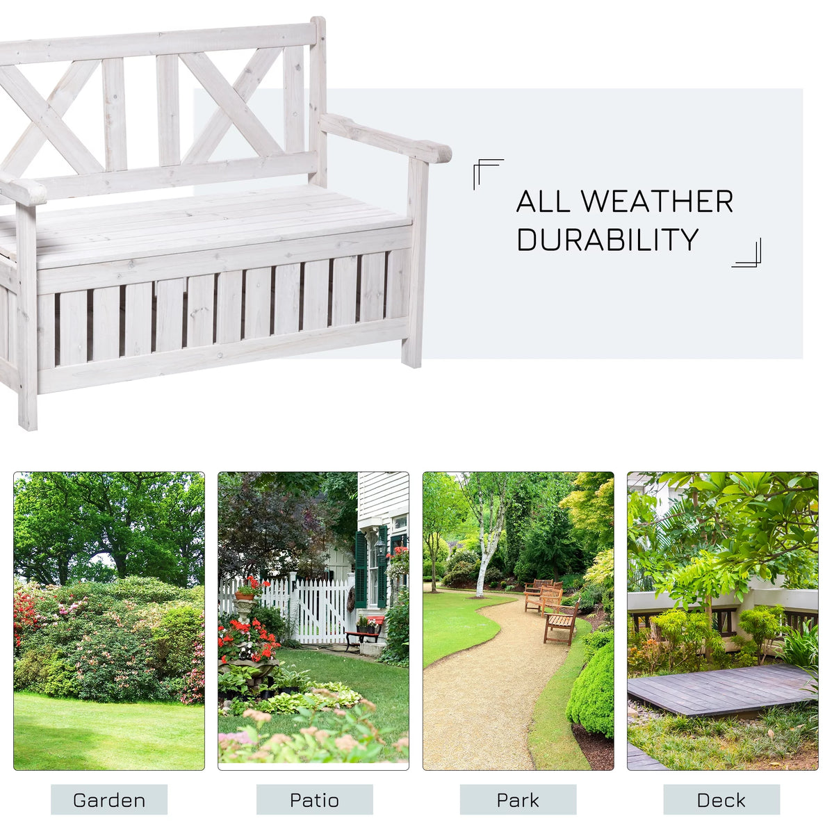 White Wooden Storage Bench K47976