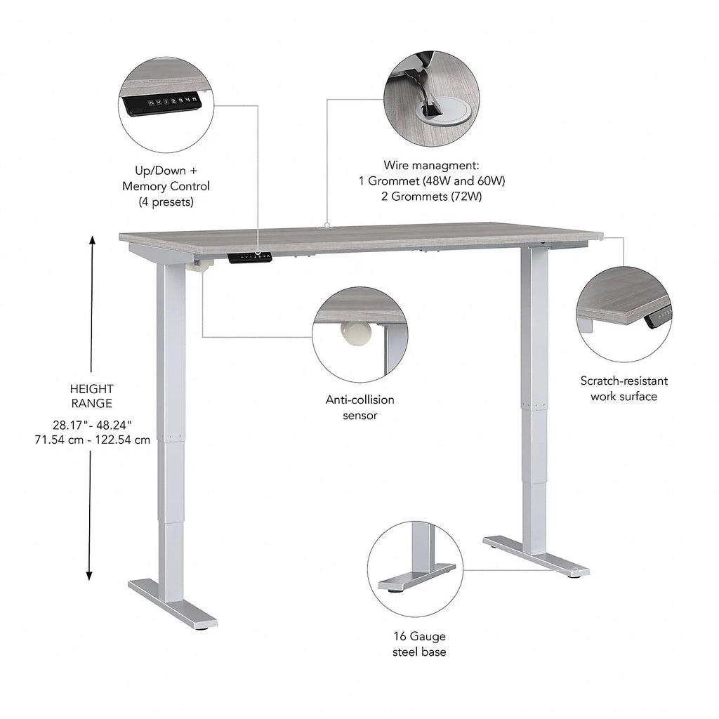 Adjustable Desk in Platinum Gray H878