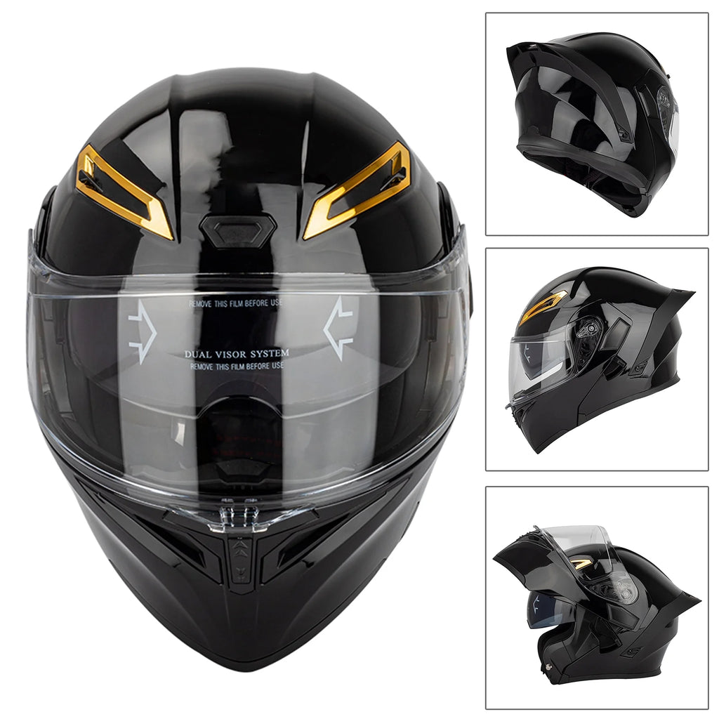 Dual Visor Flip Full Face Motorcycle Helmet with Built-in Sunglasses X5236