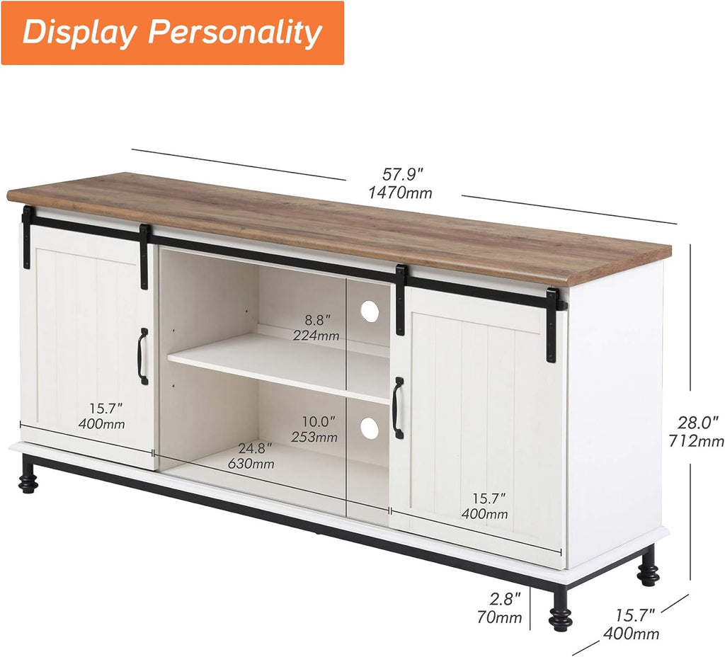 White Wood Metal TV Stand A1125