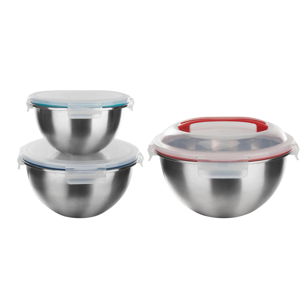 3-Piece Stainless Steel Mixing Bowl Set with Lids W849624