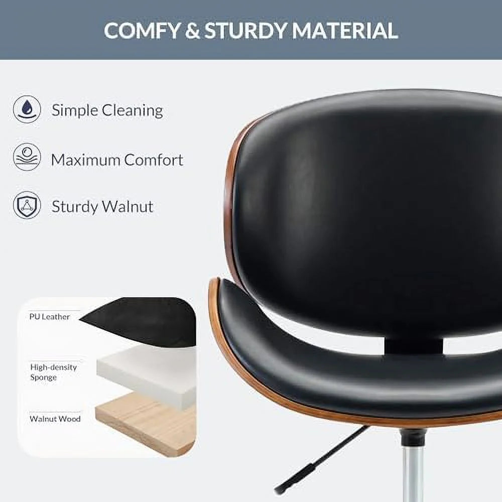 Mid-Century Modern Faux Leather Walnut Desk Chair D672056