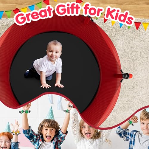 55" Toddler Trampoline with Safety Enclosure Net, Basketball Hoop U682
