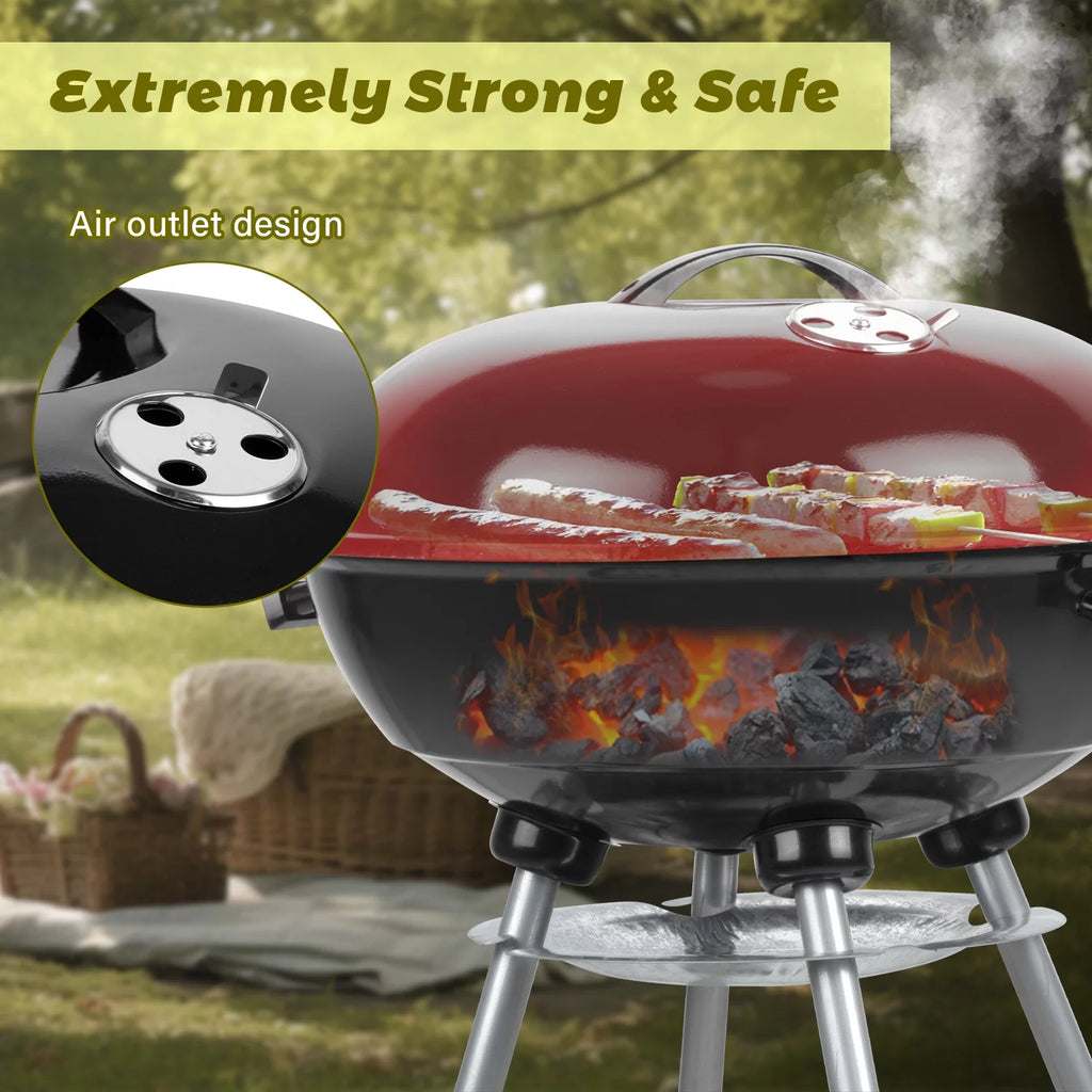Charcoal Grills, Portable BBQ Kettle Grill, Heavy Duty Coal Grills, Black N38530