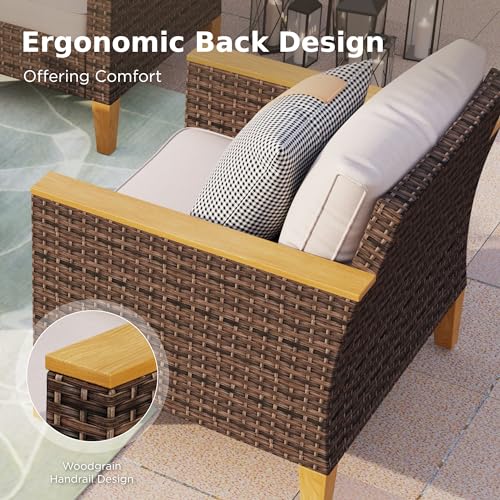 12 Piece Beige Wicker Patio Conversation Sofa Set Q993