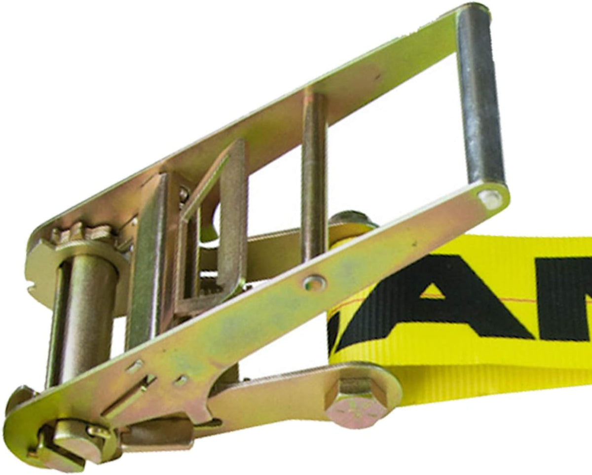 Ratchet Strap with Chain Anchors, 4 Inch x 30 Foot, Classic Yellow F565924