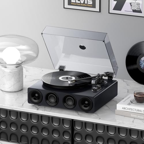 Piano Lacquer Grey Belt Drive 2-Speed Turntable with Built in Speakers Z928255