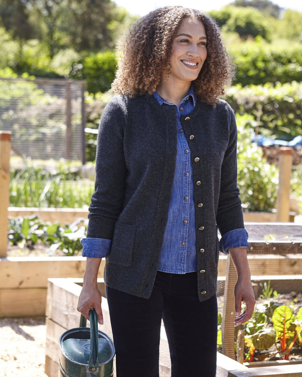Lambswool Crew Neck Cardi Grey Marl A733