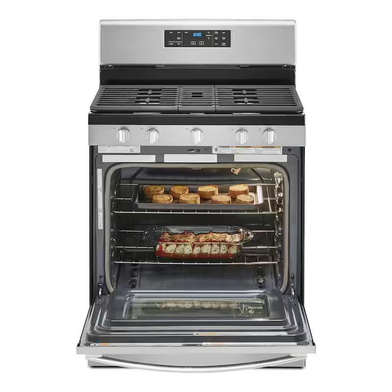 5.0 cu. ft. Gas Range with Self Cleaning and Center Oval Burner in Stainless Steel T7039