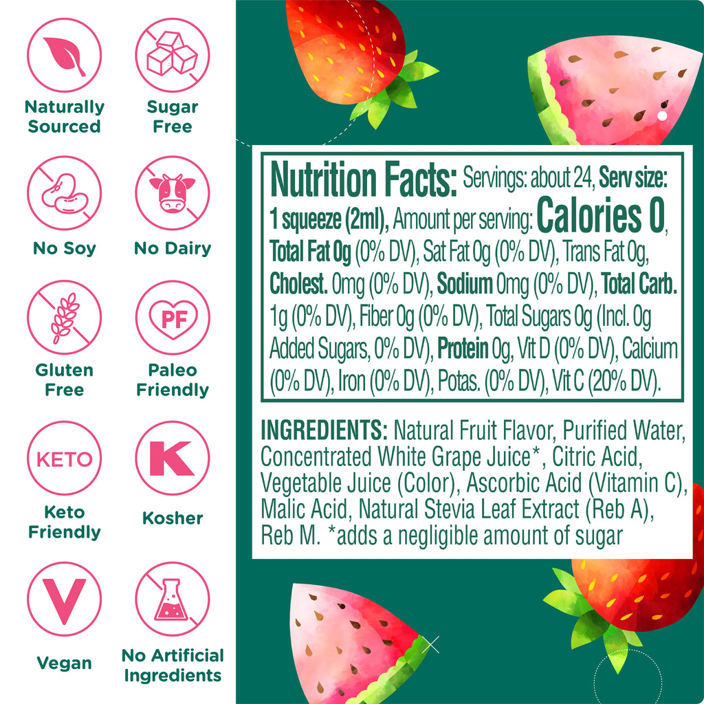 Strawberry Watermelon Liquid Water Enhancer Drink Mix, 1.62 fl oz Bottle (10 Pack) Q790340