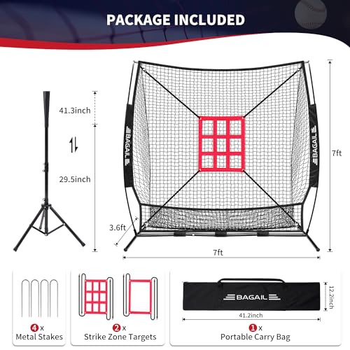 7x7 ft Baseball & Softball Practice Net with Bow Frame, Carry Bag G65167