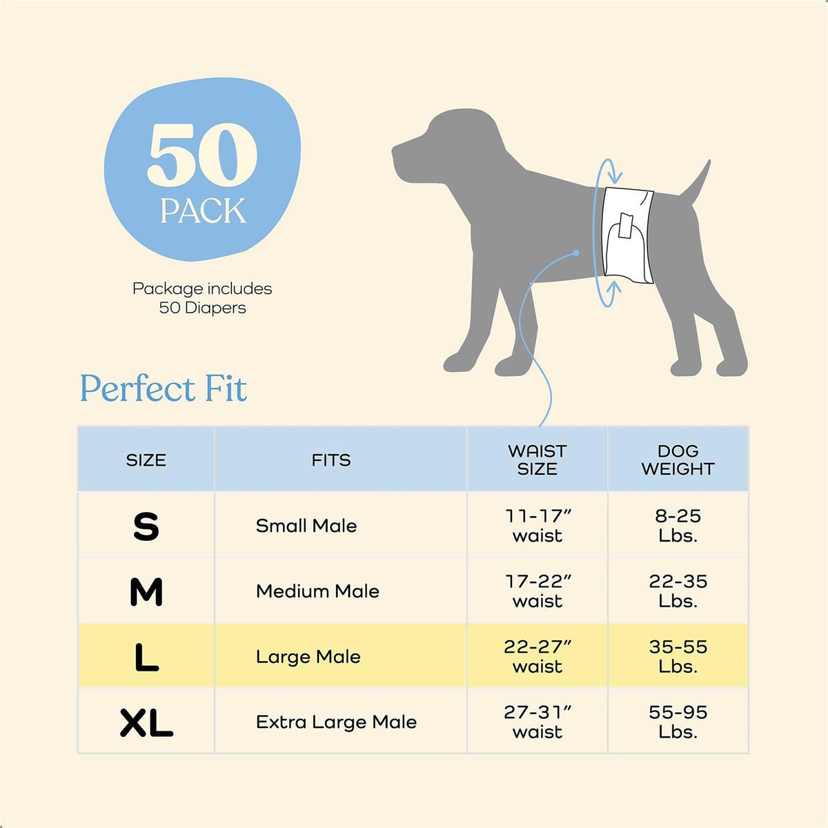 Male Dog Diapers 30-Pack Super Absorbent Disposable B10834