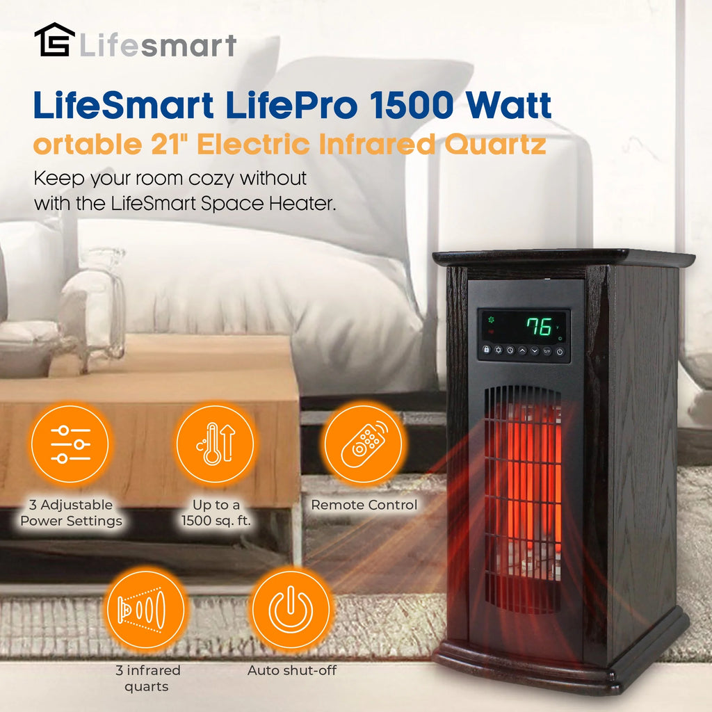 1500 W 21" Electric Infrared Quartz Tower Space Heater F139425
