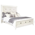 King Wood Panel Bed with LED Lights in White Finish S39269
