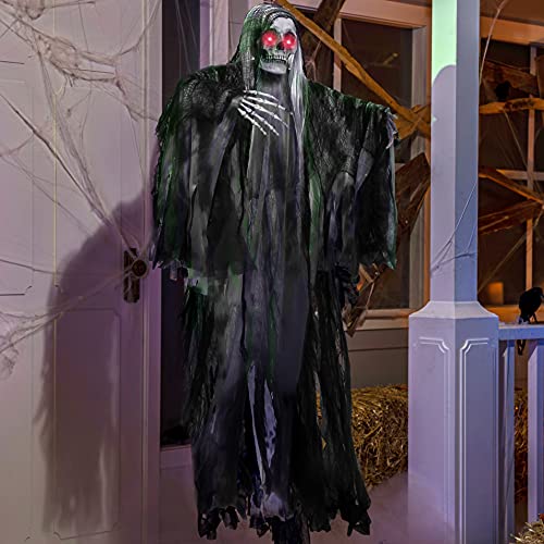 Hanging Grim Reaper Halloween Decoration with Glowing Eyes and Sound C293