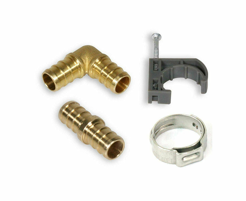 PEX Plumbing Kit with Crimper Tool, Cutter Tool, Carrying Case, Lead Free Brass Barbed 1/2 inch U965