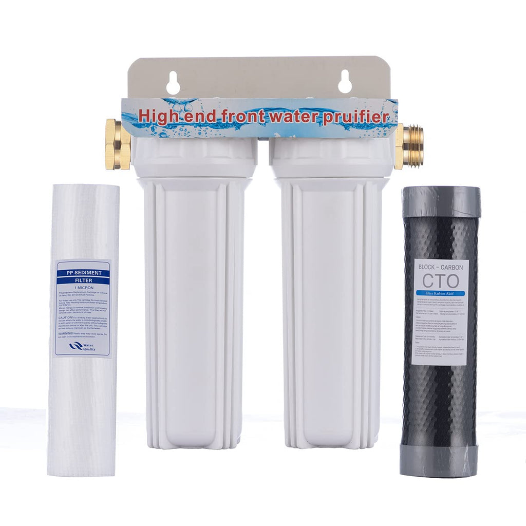 External RV Dual Water Filter System with 3/4 GHT Adapter and Two Filters N509117
