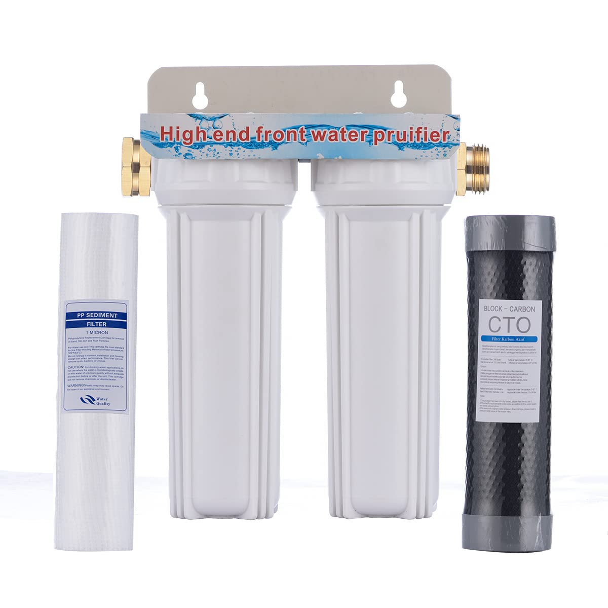 External RV Dual Water Filter System with 3/4 GHT Adapter and Two Filters N509117