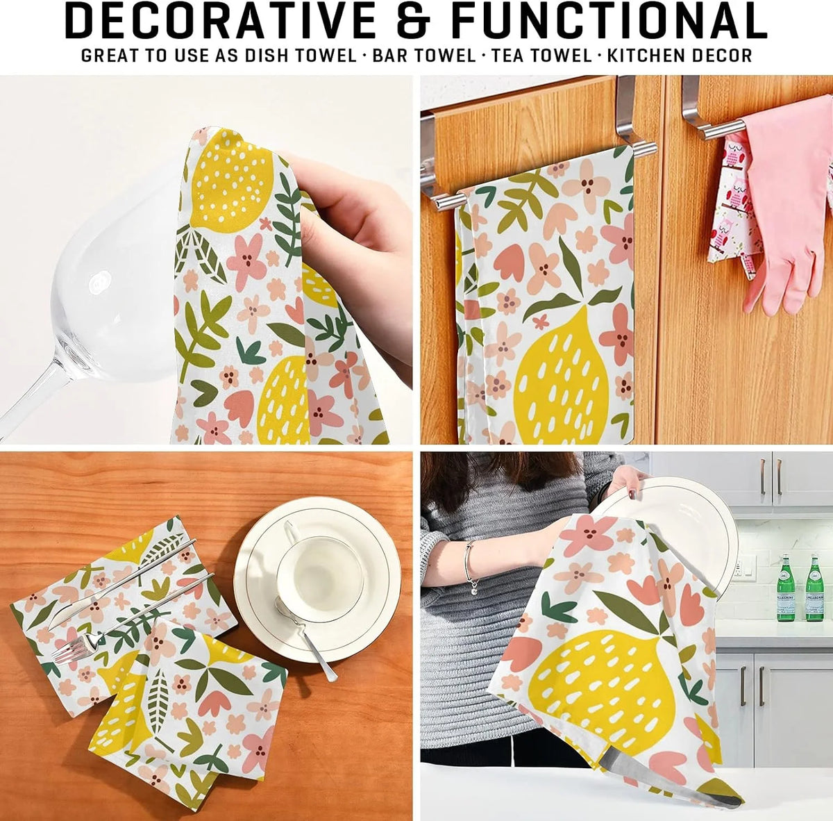 Set of 6 Microfiber Polyester Kitchen Dish Towels 28"x18" X674911