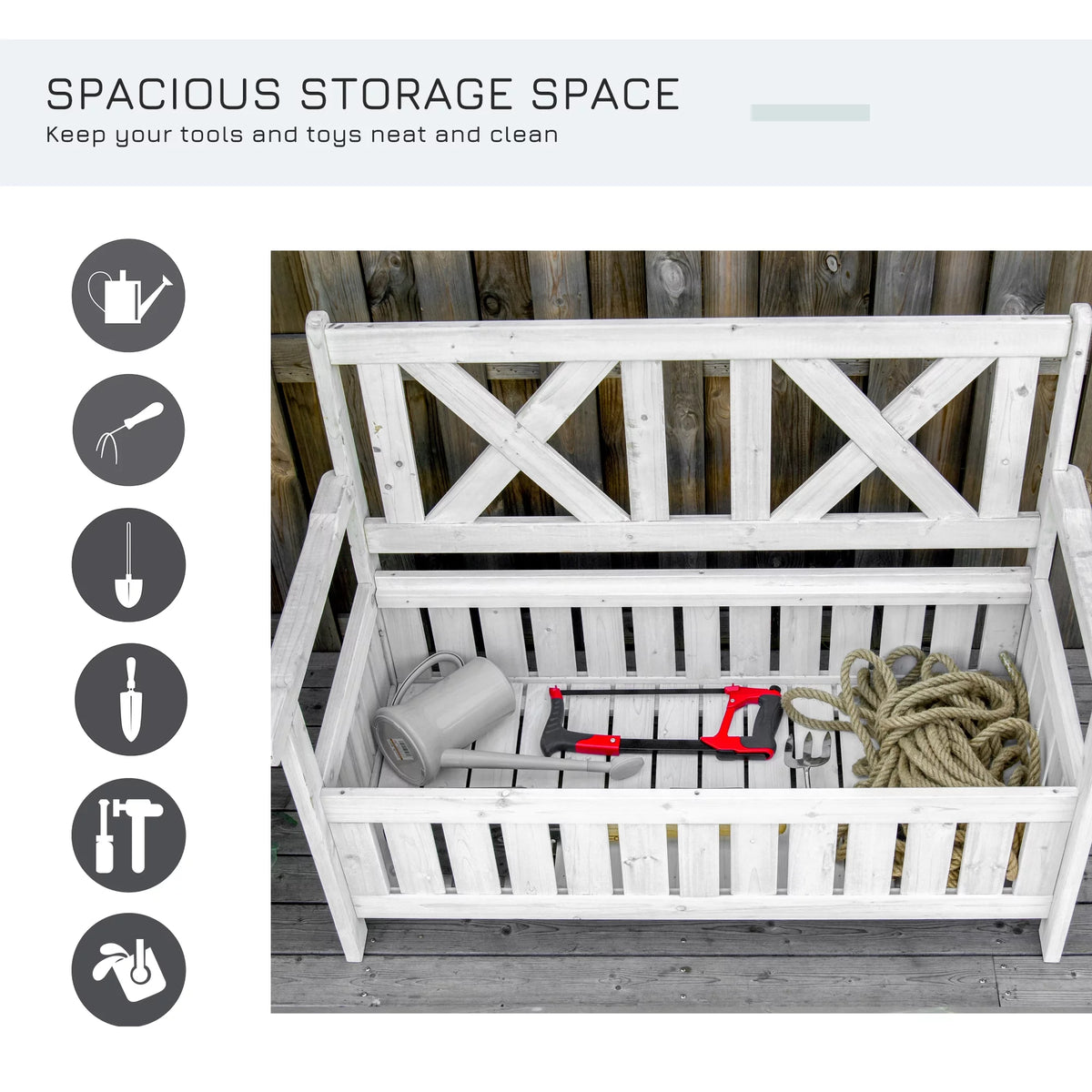 White Wooden Storage Bench K47976