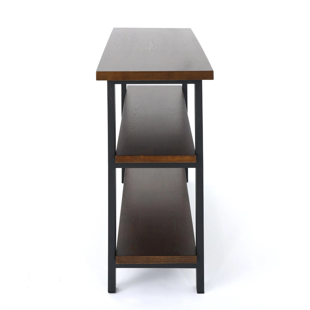 Dark Brown and Gun Metal 2 Shelf Faux Wood Bookcase V75045