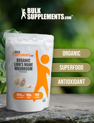 Organic Lions Mane Mushroom Powder, 1000mg per Serving, 500g (1.1 lbs) O73685