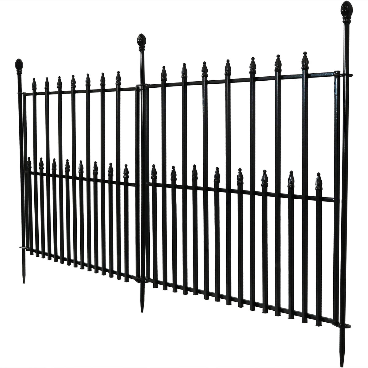 2-Piece Black Iron Garden Border Fence J38639