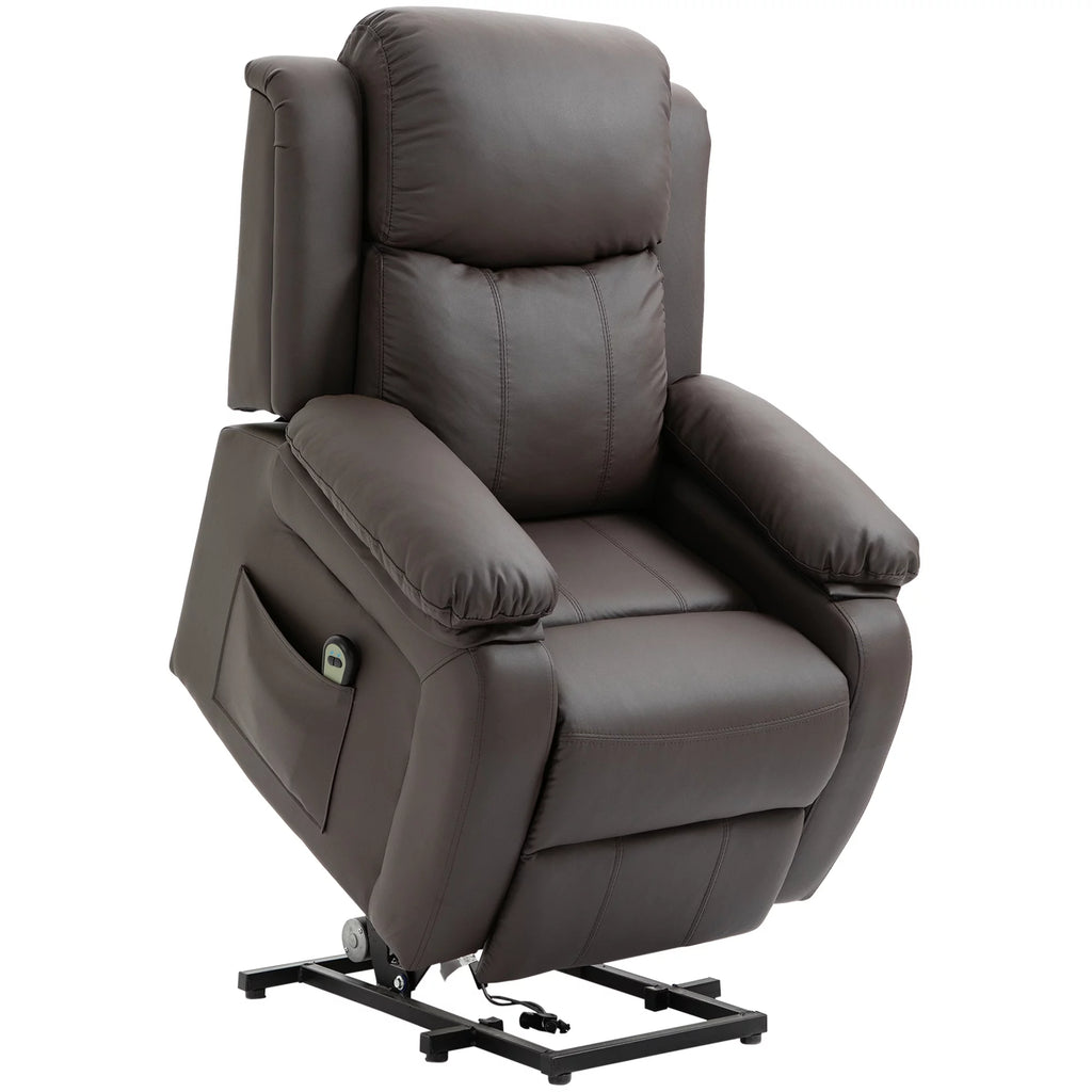 Brown PU Leather Power Lift Recliner Chair G9668