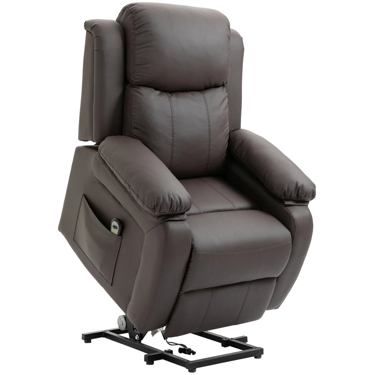 Brown PU Leather Power Lift Recliner Chair G9668