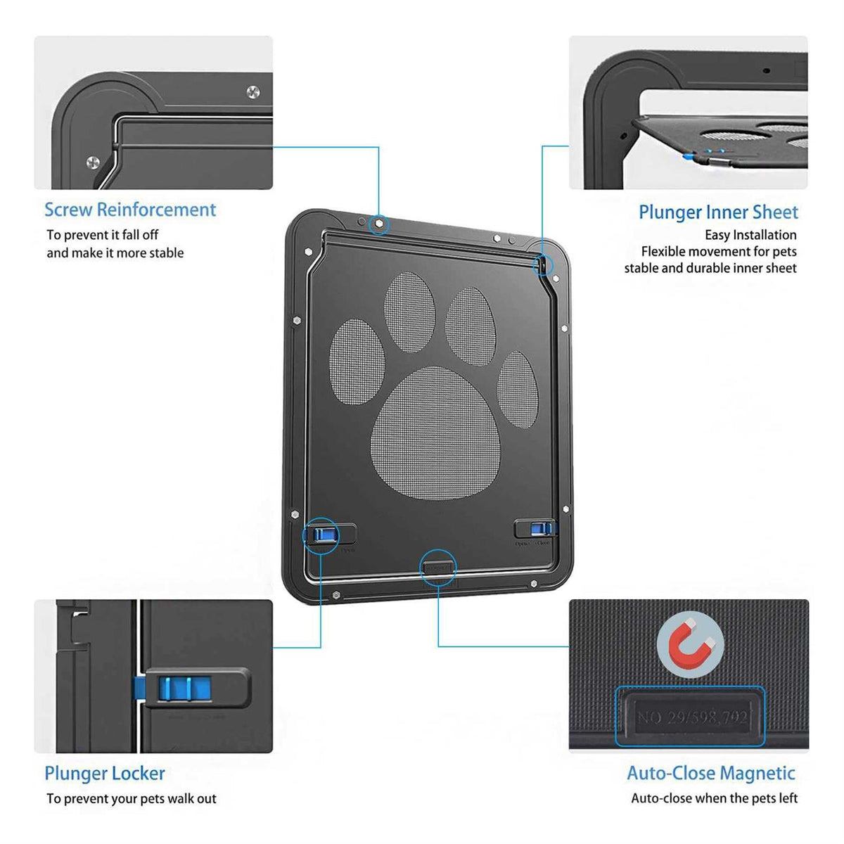 Lockable Magnetic Screen Pet Door C529102