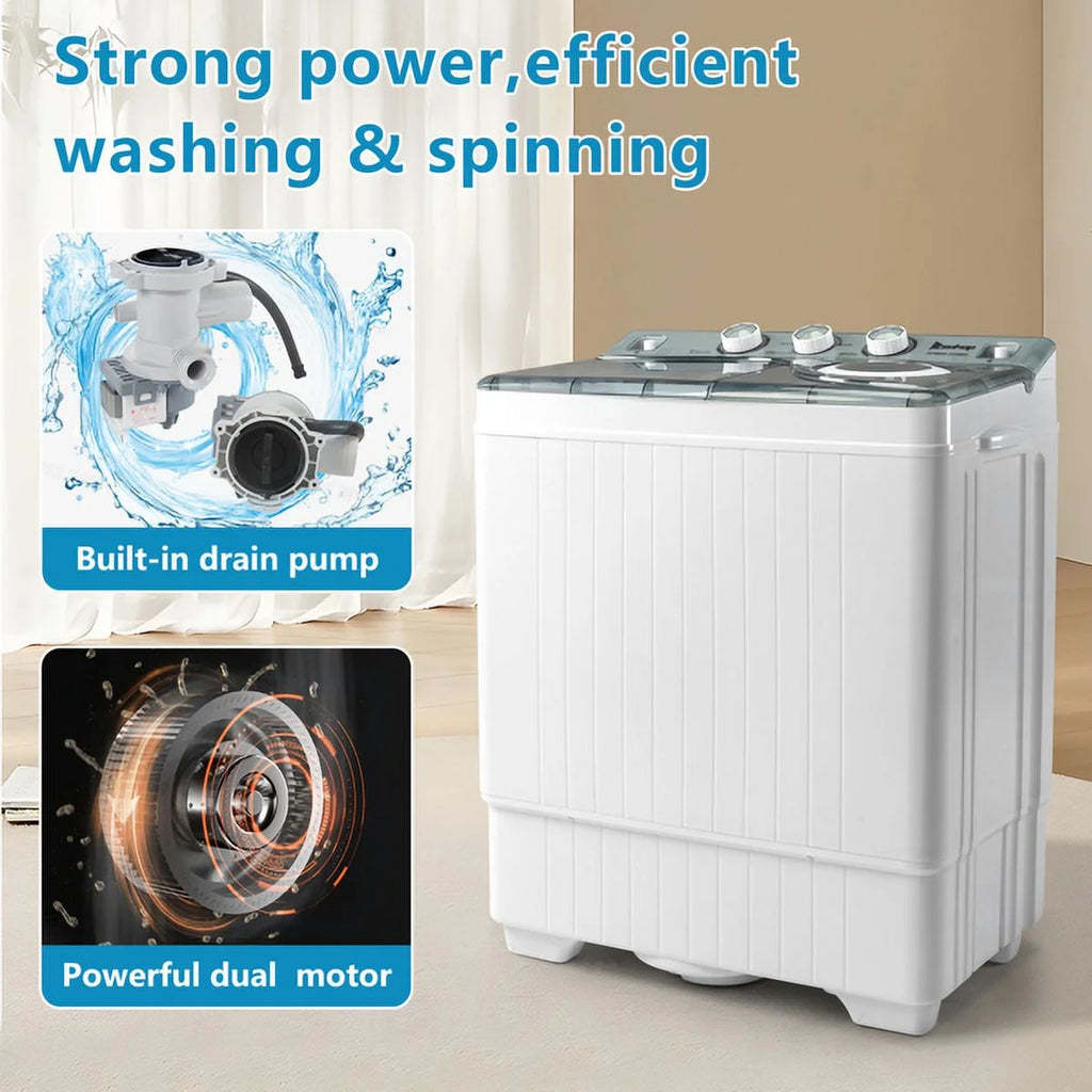 Semi-automatic Twin Tub Washing Machine, 26Lbs, White & Grey U9791