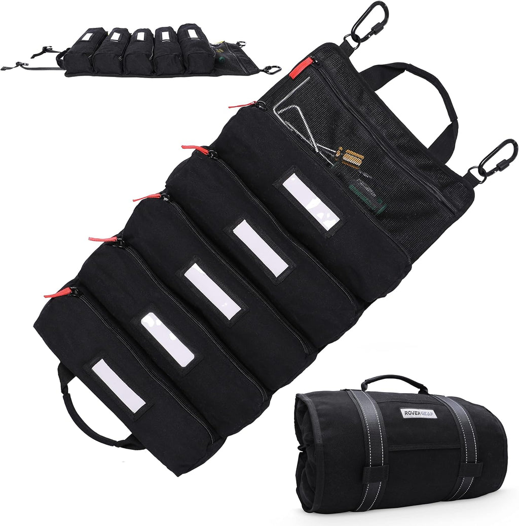 Canvas Tool Roll Bag with 5 Oversized Pouches I2162