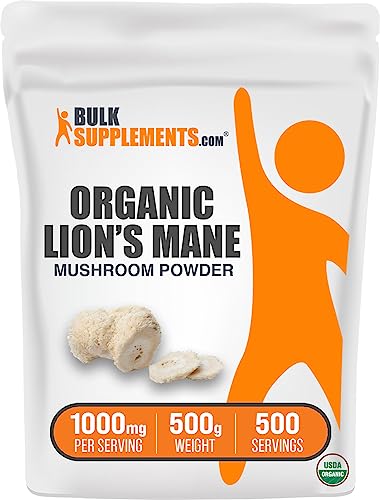 Organic Lions Mane Mushroom Powder, 1000mg per Serving, 500g (1.1 lbs) O73685