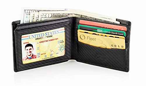 Leather Bifold Wallet with ID Window and RFID Blocking U963