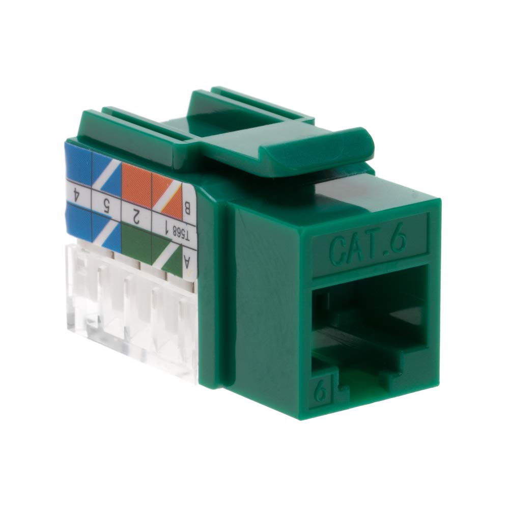 Cat6 RJ45 Keystone Jack Punch-Down Network 45 Degree Green Pack of 50 P699886